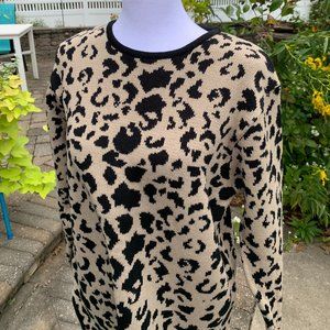 Vtg 80s Animal Print Oversized Sweater Tunic NWOT